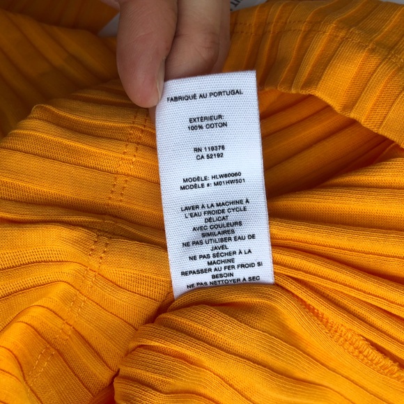 NWT Helmut Lang Cotton Cropped Rib Knit Long Sleeve Polo in Orange, Size XS - Picture 11 of 14